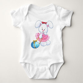 ピンクとホワイトのイースターウサギ イースターエッグ付き ベビーボディスーツ