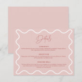 ピンクとホワイトのウェーブボーダー詳細封入カード 招待状 (正面/裏面)