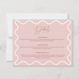 ピンクとホワイトのウェーブボーダー詳細封入カード 招待状