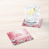 ピンクとホワイトのクリスマスボール ホリデーペーパーコースター スクエアペーパーコースター (インサイチュ)