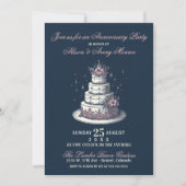 ピンクとホワイトのケーキパーティー招待状 招待状 (正面)