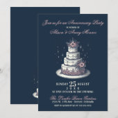 ピンクとホワイトのケーキパーティー招待状 招待状 (正面/裏面)