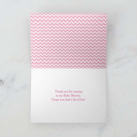 ピンクとホワイトのシェブロンと水玉模様のサンキュー サンキューカード (内部)