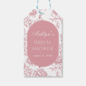 ピンクとホワイトのシノワズリー ブライダルシャワー ギフトタグ (正面)