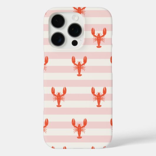 ピンクとホワイトのストライプのロブスターフォンケース 海辺のスタイル Case-Mate iPhoneケース (裏面)