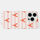 ピンクとホワイトのストライプのロブスターフォンケース 海辺のスタイル Case-Mate iPhoneケース (裏面 (横))