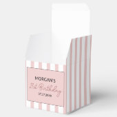 ピンクとホワイトのストライプの誕生日お礼ネーム フェイバーボックス (オープン)