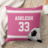 ピンクとホワイトのストライプサッカーボール クッション (ブランケット)