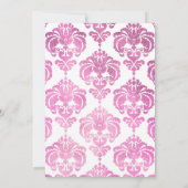 ピンクとホワイトのダマスク・シック・エレガント・スイート16パーティー 招待状 (裏面)