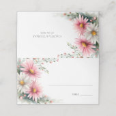 ピンクとホワイトのデイジーの結婚式プレイスカード プレイスカード (外部開封)