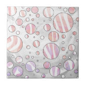 ピンクとホワイトのドットゼブラ タイル (正面)