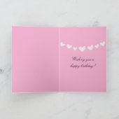ピンクとホワイトのハートの誕生日 カード (内部)