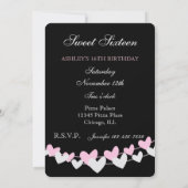 ピンクとホワイトのハートストリングス スウィートシックスティーン 招待状 (裏面)