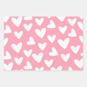 ピンクとホワイトのハート柄 ラッピングペーパーシート (正面3)