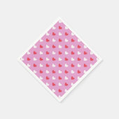 ピンクとホワイトのハート スタンダードカクテルナプキン (角)