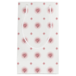 ピンクとホワイトのハート&ダイヤモンドのパターン抱き枕 スモールペーパーバッグ