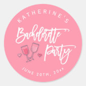 ピンクとホワイトのバチェロレッテシール ラウンドシール (正面)