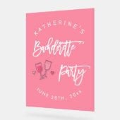 ピンクとホワイトのバチェロレッテパーティー アクリルサイン (傾斜)