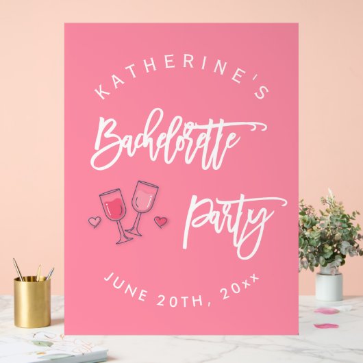 ピンクとホワイトのバチェロレッテパーティー アクリルサイン (ウェディング)