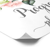 ピンクとホワイトのバラとユーカリの結婚式プログラム看板 ポスター (角)