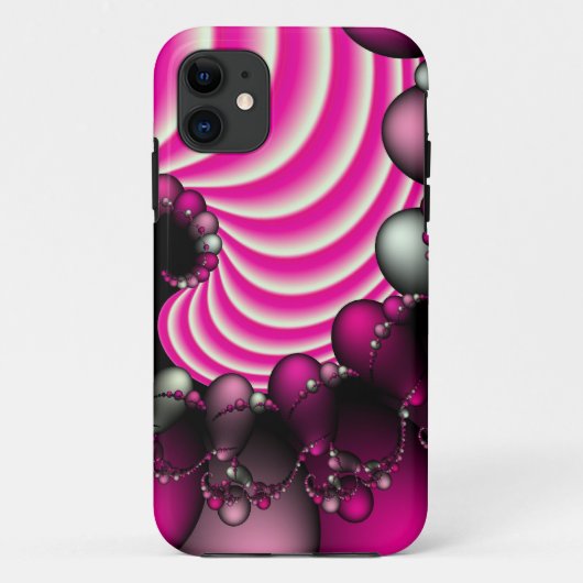 ピンクとホワイトのフラクタルiPhoneケース Case-Mate iPhoneケース (裏面)