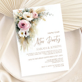 ピンクとホワイトのフラワーが可愛いラスティックな結婚式二次会 招待状