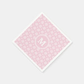 ピンクとホワイトのフラワーパターン  スタンダードカクテルナプキン (角)