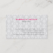 ピンクとホワイトのフローラのダマスクとピンクボウ 名刺 (裏面)