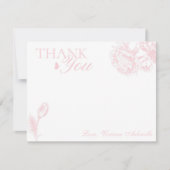 ピンクとホワイトのフローラバタフライサンキューカード サンキューカード (正面)