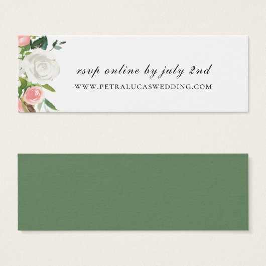 ピンクとホワイトのフローラ結婚のウェブサイトRSVP (正面&裏面)