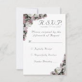 ピンクとホワイトのフローラ結婚カトリックの応答カード 出欠カード (正面)