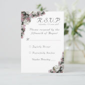 ピンクとホワイトのフローラ結婚カトリックの応答カード 出欠カード (スタンド正面)