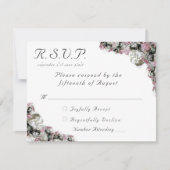 ピンクとホワイトのフローラ結婚カトリックの応答カード 出欠カード (正面)