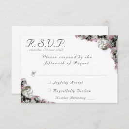 ピンクとホワイトのフローラ結婚カトリックの応答カード 出欠カード