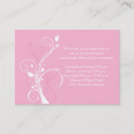 ピンクとホワイトのフローラ結婚式レセプションカード エンクロージャーカード