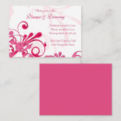 ピンクとホワイトのフローラ結婚式レセプションカード エンクロージャーカード (正面/裏面)