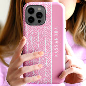 ピンクとホワイトのヘリンボーン オーダーメイドネーム Case-Mate iPhoneケース