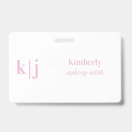 ピンクとホワイトのメイクアップアーティスト従業員名ランヤード バッジ