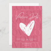 ピンクとホワイトのモダンなバレンタインデーの招待状 シーズンカード (正面/裏面)