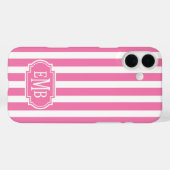 ピンクとホワイトのモノグラムストライプ Case-Mate iPhoneケース (裏面 (横))