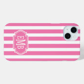 ピンクとホワイトのモノグラムストライプ Case-Mate iPhoneケース (裏面 (横))