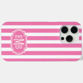 ピンクとホワイトのモノグラムストライプ Case-Mate iPhoneケース (裏面 (横))
