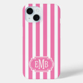 ピンクとホワイトのモノグラムストライプ Case-Mate iPhoneケース (裏面)