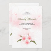 ピンクとホワイトのユリの結婚式 Save The Date 発表 セーブザデート (正面/裏面)
