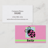 ピンクとホワイトのラディバグストライプ 名刺 (正面/裏面)