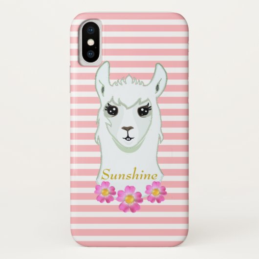ピンクとホワイトのラマ女王 Case-Mate iPhoneケース (裏面)