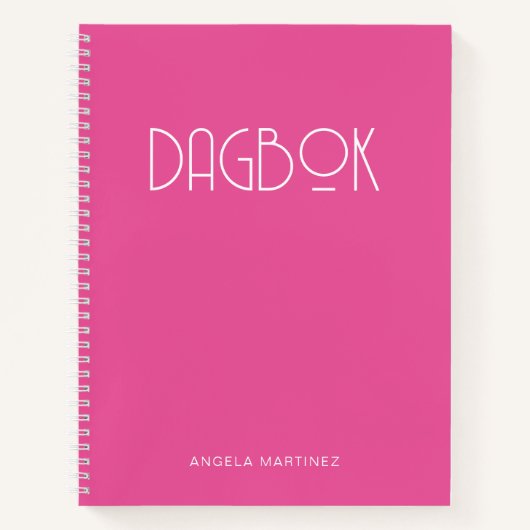 ピンクとホワイトのレトロスタイル日記 ノートブック (正面)