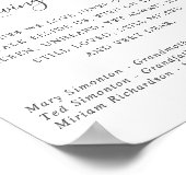 ピンクとホワイトのローズフラワーの結婚式追悼看板 ポスター (角)