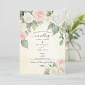 ピンクとホワイトのローズ ダスキー ブルームス 招待状 (スタンド正面)