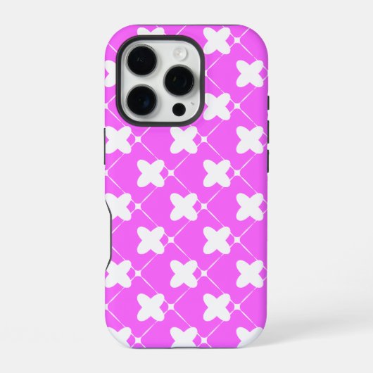 ピンクとホワイトの柄デザイン iPhoneケース (裏面)